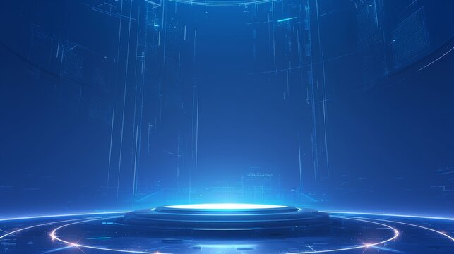 product stage with a glowing circular base