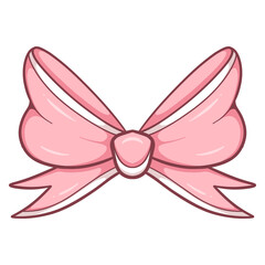 Adorable Coquette Pink Ribbon Bow Cartoon