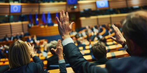 Voting Session: Members of the European Parliament voting during a session