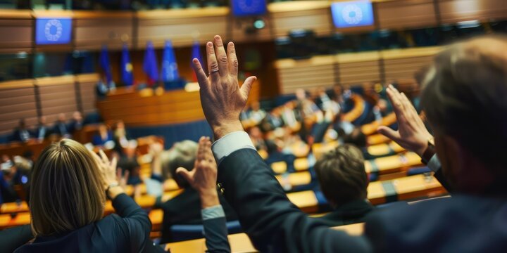 Voting Session: Members of the European Parliament voting during a session