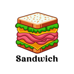Delicious sandwich logo vector illustration template simple retro emblem art icon