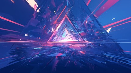 A bold, abstract background with floating geometric shapes in metallic shades