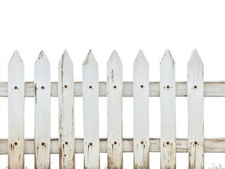 Fototapeta premium White Wooden Picket Fence for Signs and Advertisement on Blank Background