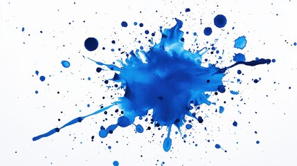 A vibrant illustration of blue water splashes and ink drops, creating a dynamic and colorful texture that resembles a watercolor effect