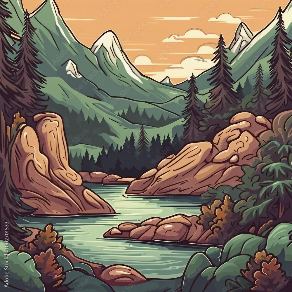 Poster background illustration of wilderness nuance scenery