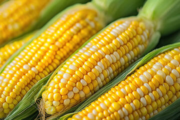 close up of whole sweet corn, full frame, food advertising