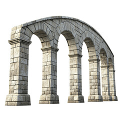 Obraz premium Roman Aqueduct stone wall isolated on transparent or white background