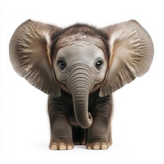 Baby elephant relying on its instincts within the herd