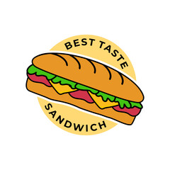 Delicious sandwich logo vector illustration template in circle