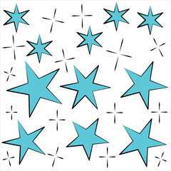 Background ,Hand drawn stars in vector line style, color