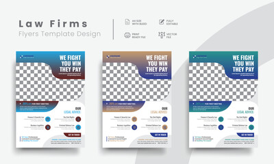 Professional corporate law firm flyer for lawyer brand identity promotion. Modern lawyer flyer or attorney flyer with marketing layout. Vol - 6