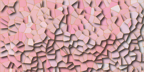 white and pink crystallizes abstract background in light sweet vector illustration. white stoke colors stone tile pattern with shadows. Cement kitchen decor. abstract mosaic polygonal background.	