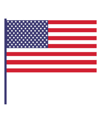 Obraz premium American USA Flag clip art design on plain white transparent isolated background for card, shirt, hoodie, sweatshirt, apparel, card, tag, mug, icon, poster or badge