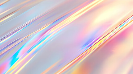 Fototapeta premium Holographic grey to ivory background with rainbow iridescent lines blurred