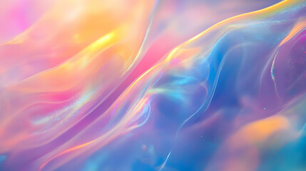 Obraz premium Holographic coral to sapphire background with rainbow iridescent lines blurred