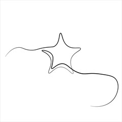 Star-shaped Christmas tree toy. Christmas and New Year designs, cards. Single-line continuous drawing.