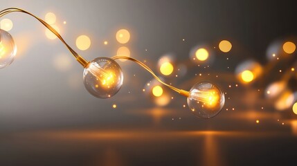 Obraz premium A string of glowing transparent Christmas lights with golden hues, designed for clean layering.