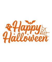 Happy Halloween typography design on plain white transparent isolated background for card, shirt, hoodie, sweatshirt, apparel, card, tag, mug, icon, poster or badge