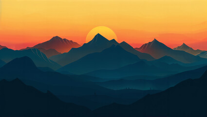 The silhouette of mountains under a glowing sky, with minimal foreground distractions