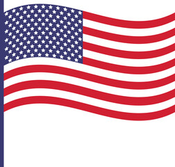 American USA Flag clip art design on plain white transparent isolated background for card, shirt, hoodie, sweatshirt, apparel, card, tag, mug, icon, poster or badge