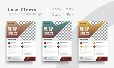 Professional corporate law firm flyer for lawyer brand identity promotion. Modern lawyer flyer or attorney flyer with marketing layout. Vol - 7
