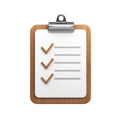 Wooden clipboard with checklist and checkmarks