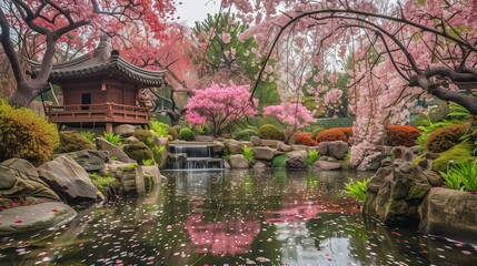 Amidst the tranquility of an Asian masterpiece, gardens burst with life as cherry blossoms sway and birdsong fills the air with melodies of spring.jpg