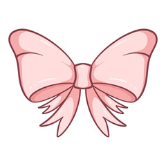 Adorable Coquette Pink Ribbon Bow Cartoon