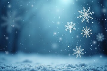 Fototapeta premium Enchanting winter scene with falling snowflakes for seasonal design and decoration. Christmas card with a beautiful photo and space for text. Christmas card with a beautiful photo and space for text.