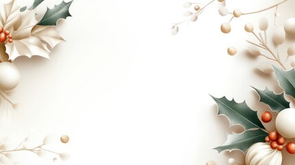 Chic Christmas postcard with elegant script, watercolor holly, and muted tones for a classy, understated holiday message.