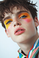 Fashion man with creative make up.