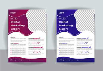 Corporate business flyer design and digital marketing agency brochure cover template. Vector flyer Layout.