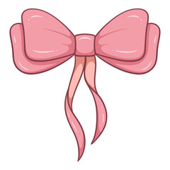 Adorable Coquette Pink Ribbon Bow Cartoon