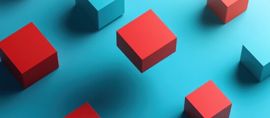Obraz premium Red and Blue Cubes Abstract Design