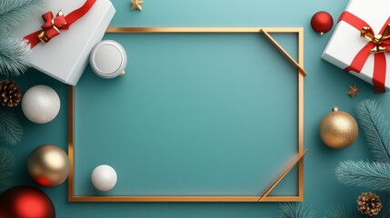 Modern Christmas card with a sleek photo frame, geometric holiday elements, and customizable text for a unique, personalized greeting.