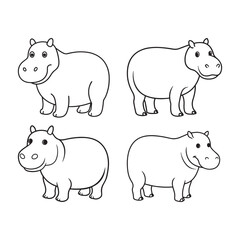 Line art Hippo Vector.