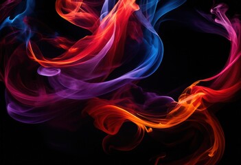 Obraz premium vibrant dynamic smoke patterns dark background intricate swirls natural flow, abstract, design, art, vapor, texture, haze, light, fluid, movement, visual
