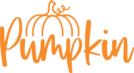 Pumpkin typography clip art design on plain white transparent isolated background for card, shirt, hoodie, sweatshirt, apparel, tag, mug, icon, poster or badge