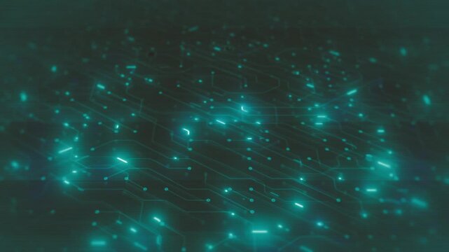 Computer Motherboard Chipset Background/ Animation of an abstract technology background with electronics chipset circuits connected and depth of field blur