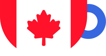 A vibrant vector illustration of a coffee cup in colors of Canadian flag with a red maple leaf at its center, symbolizing the country's national emblem in a flat cartoon style. Celebrating national ho