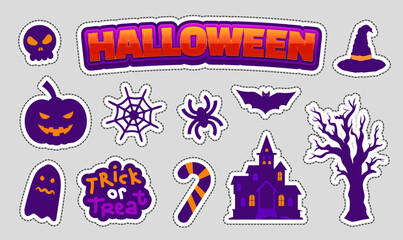vector set collection of halloween decoration stickers