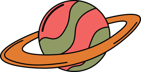 Set of Isolated Retro 70s 90s Groovy Elements Cute Hippy Stickers