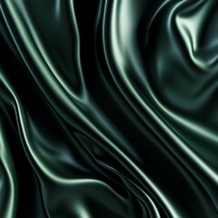 Fototapeta premium Satin fabric texture, dark green, smooth, flowing waves, elegant and luxurious appearance.