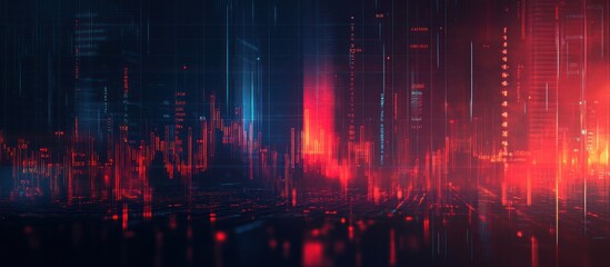 Obraz premium Abstract Digital Cityscape with Red and Blue Lights