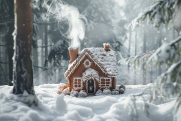 Charming Gingerbread House in Winter