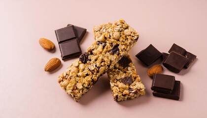  Healthy Muesli bars with nuts and black chocolate