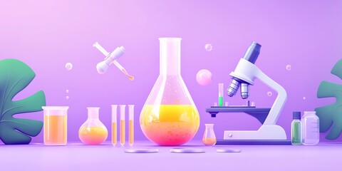 Scientific laboratory equipment, colorful background