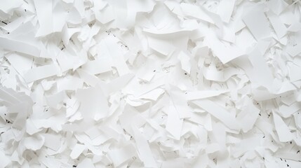 Close-up of shredded white paper, reminiscent of a document being peeled off to reveal hidden content, suggesting mystery or recycling.