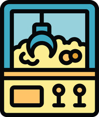 Claw crane descending to grab toy from a glass enclosed arcade game machine filled with plush toys