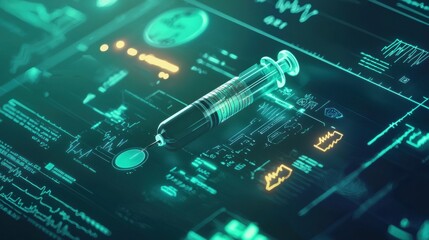 Futuristic Circuit Board and Electronic Components in Glowing Teal Display